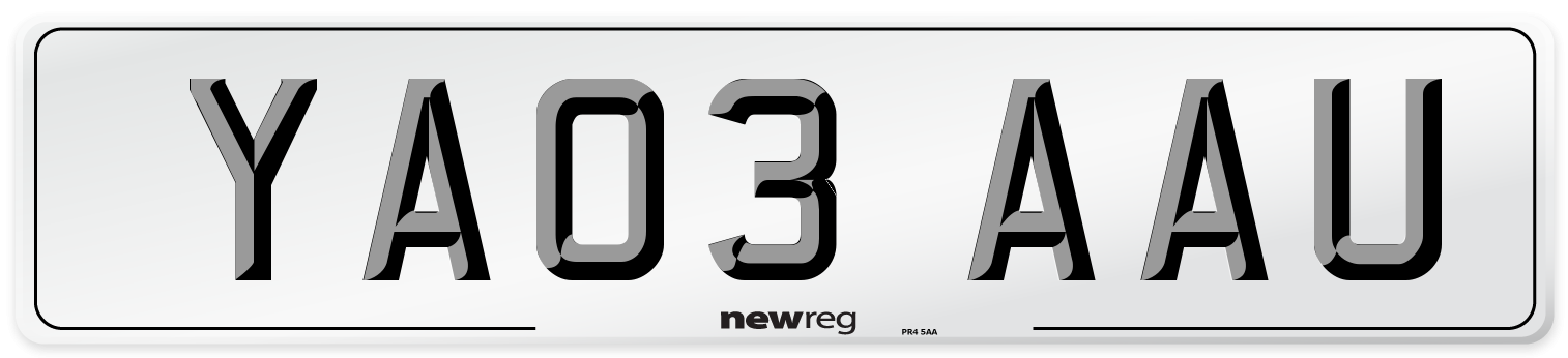 YA03 AAU Number Plate from New Reg
